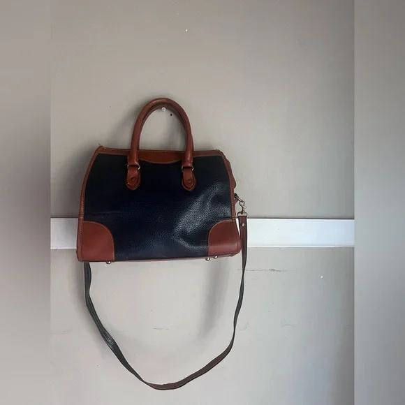 Dooney & Bourke Navy and Tan Satchel - Picture 4 of 5